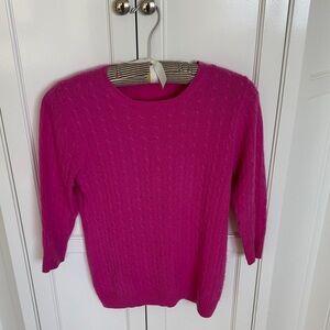J. Crew Fuchsia Cashmere Cable Knit Sweater